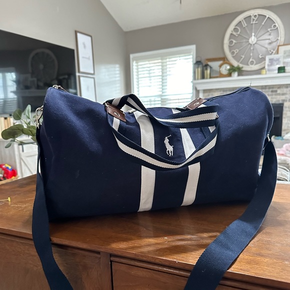 Ralph Lauren Handbags - Ralph Lauren Navy and White Duffle Weekender Bag